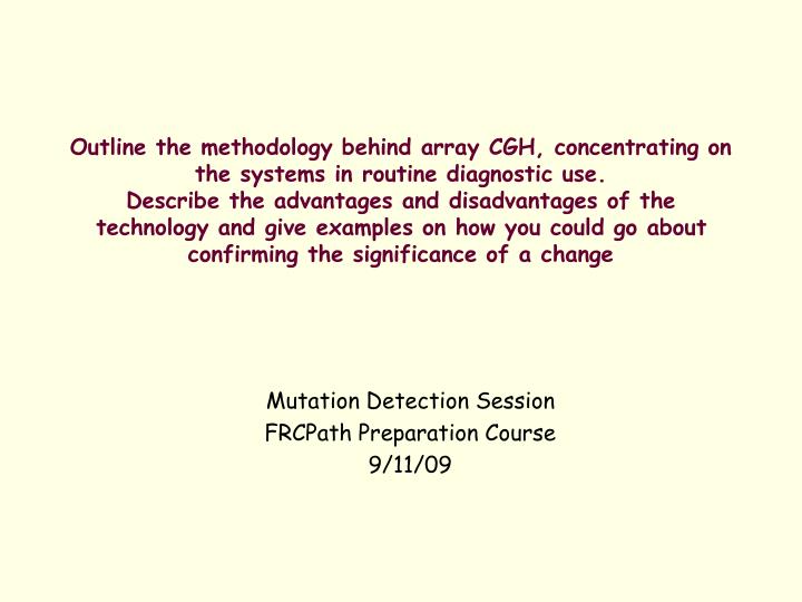 mutation detection session frcpath preparation course 9 11 09
