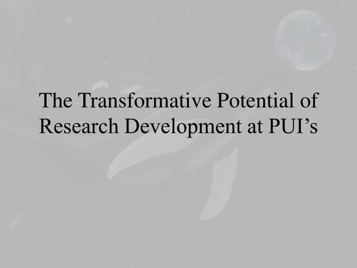 the transformative potential of research development at pui s