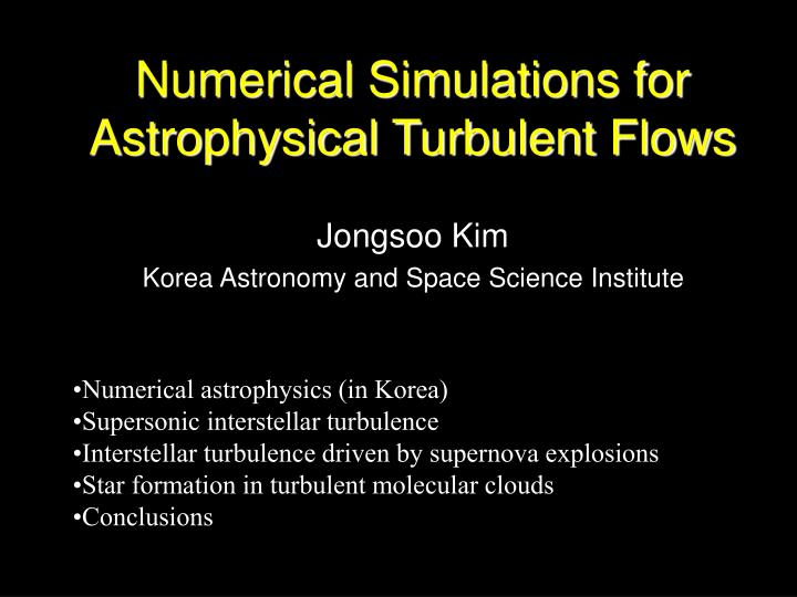 numerical simulations for astrophysical turbulent flows