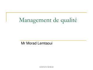 management de qualit