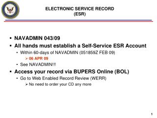 ELECTRONIC SERVICE RECORD (ESR)