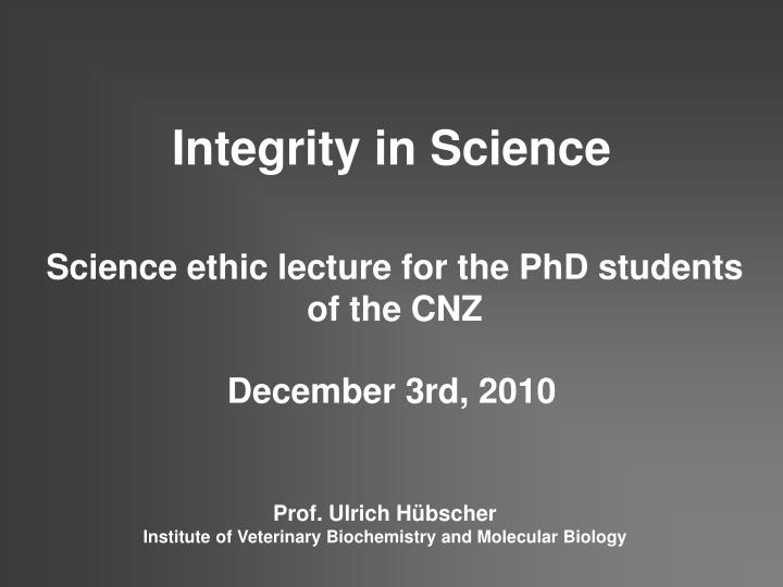 integrity in science