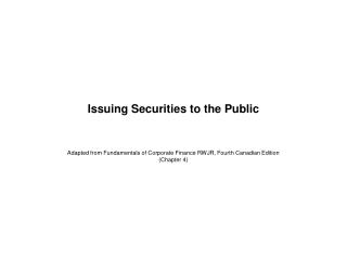 Issuing Securities to the Public