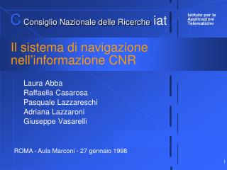 il sistema di navigazione nell informazione cnr
