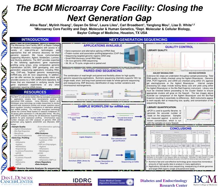 the bcm microarray core facility closing the next generation gap