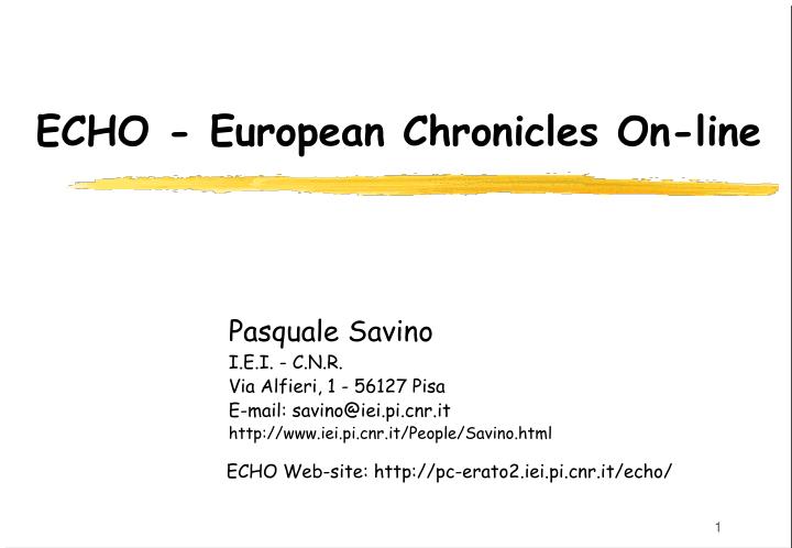 echo european chronicles on line