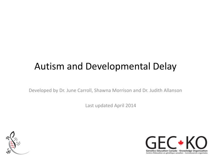 autism and developmental delay