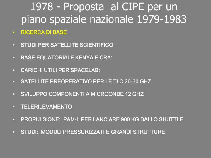 1978 proposta al cipe per un piano spaziale nazionale 1979 1983