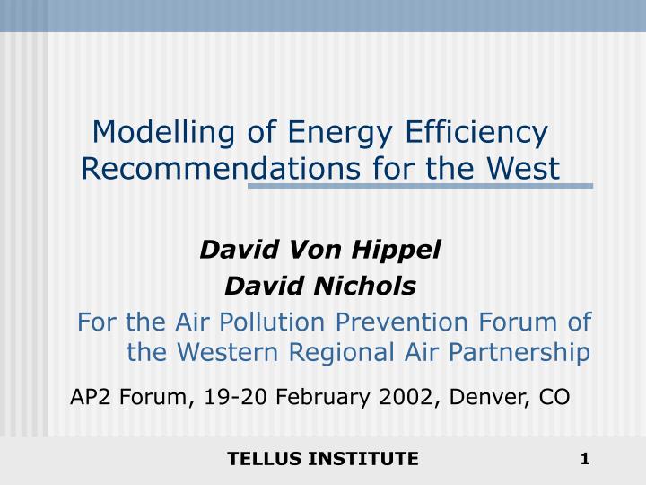 modelling of energy efficiency recommendations for the west