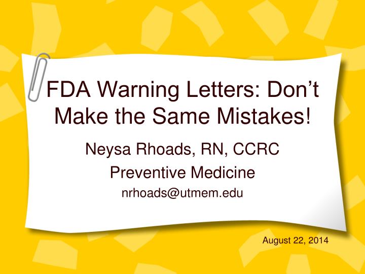 fda warning letters don t make the same mistakes