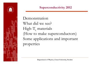 Superconductivity 2012