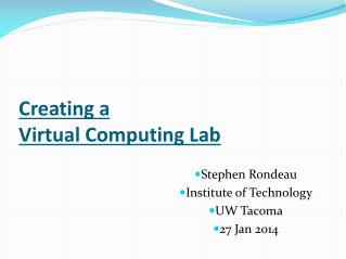 Creating a Virtual Computing Lab