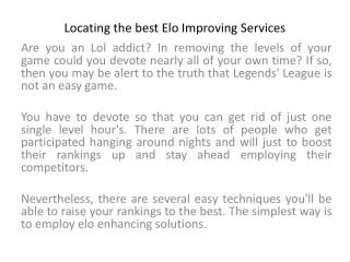 Locating the best Elo Improving Services