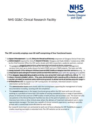 NHS GG&amp;C Clinical Research Facility