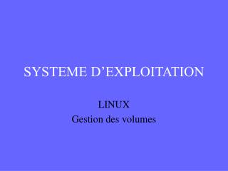 systeme d exploitation
