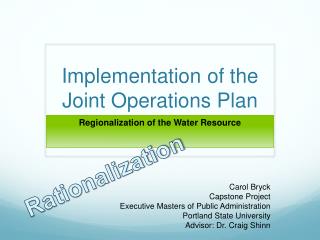 Implementation of the Joint Operations Plan