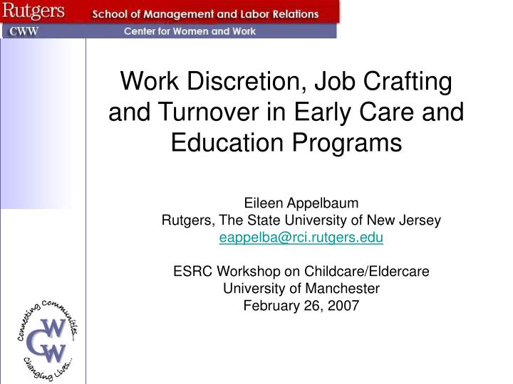 work discretion job crafting and turnover in early care and education programs