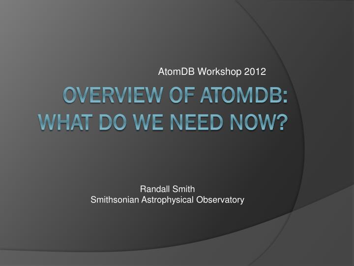 atomdb workshop 2012