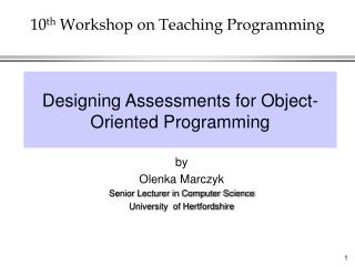 10 th Workshop on Teaching Programming