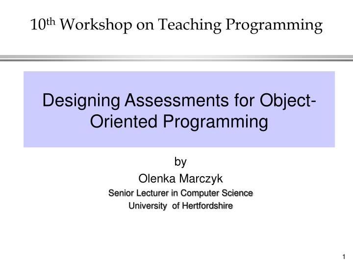 10 th workshop on teaching programming