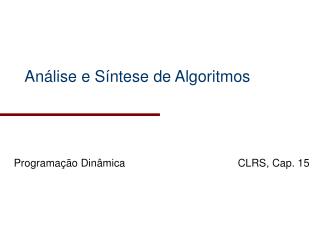 an lise e s ntese de algoritmos