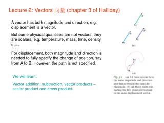 Lecture 2: Vectors ?? (chapter 3 of Halliday)