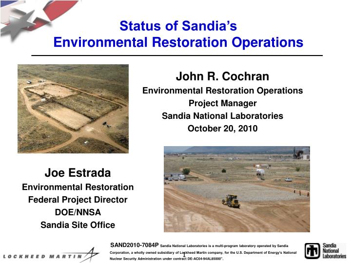 status of sandia s environmental restoration operations