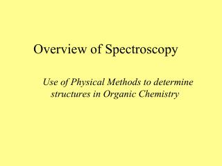 overview of spectroscopy