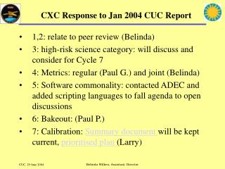 CXC Response to Jan 2004 CUC Report