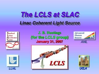 The LCLS at SLAC Linac Coherent Light Source