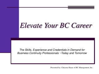 Elevate Your BC Career