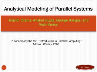 Analytical Modeling of Parallel Systems