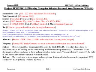 Project: IEEE P802.15 Working Group for Wireless Personal Area Networks (WPANs)