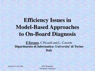 Efficiency Issues in Model-Based Approaches to On-Board Diagnosis