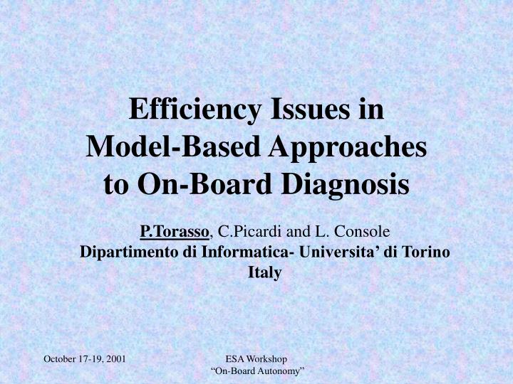 efficiency issues in model based approaches to on board diagnosis