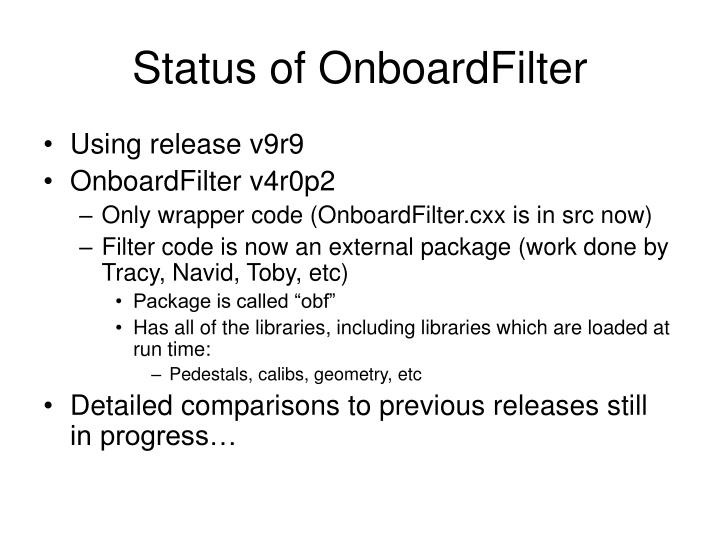 status of onboardfilter