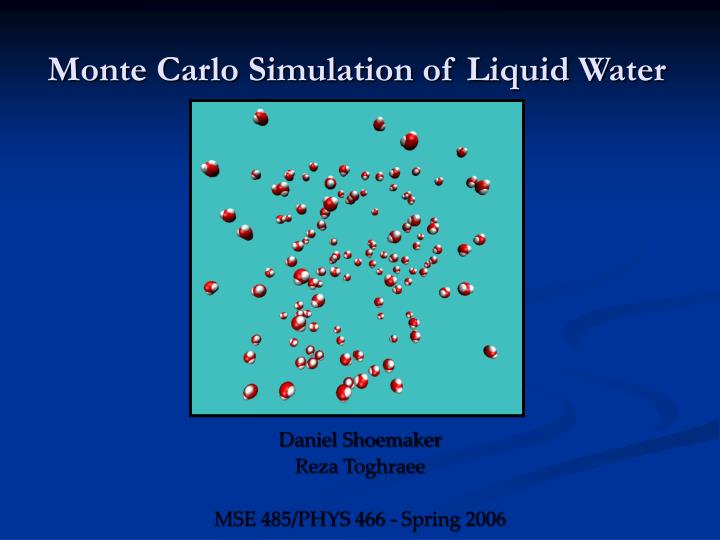 monte carlo simulation of liquid water