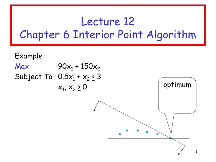 lecture 12 chapter 6 interior point algorithm