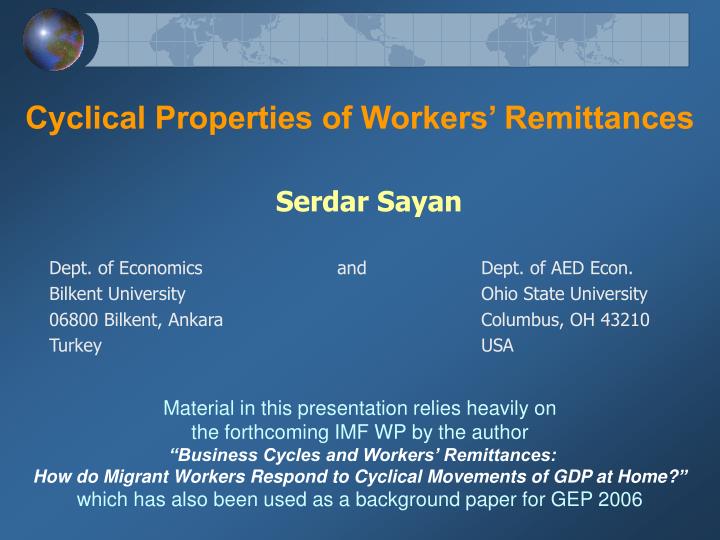 cyclical properties of workers remittances