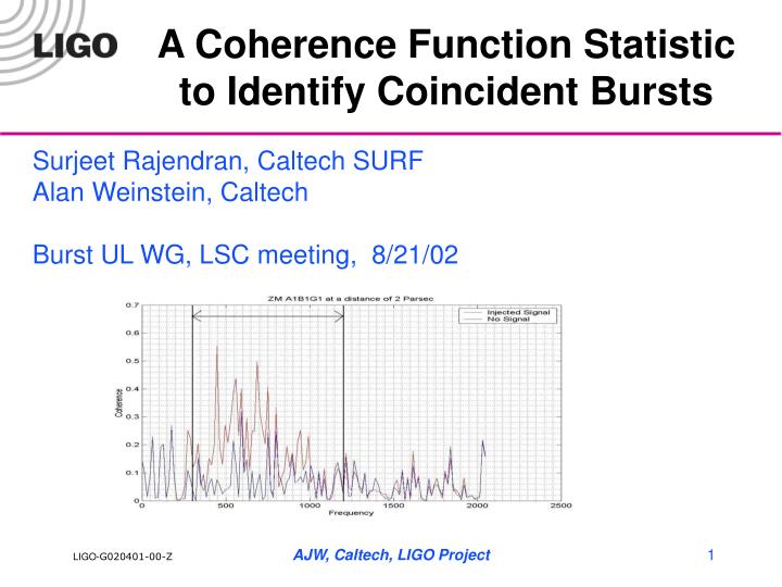 a coherence function statistic to identify coincident bursts