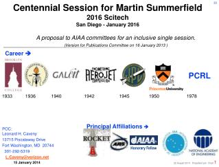 Centennial Session for Martin Summerfield 2016 Scitech San Diego - January 2016