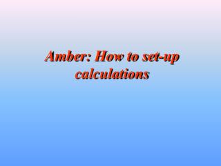 Amber: How to set-up calculations