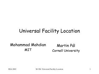 Universal Facility Location