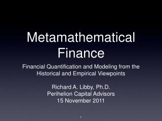 Metamathematical Finance