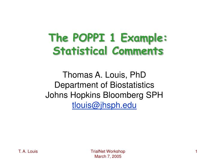 the poppi 1 example statistical comments