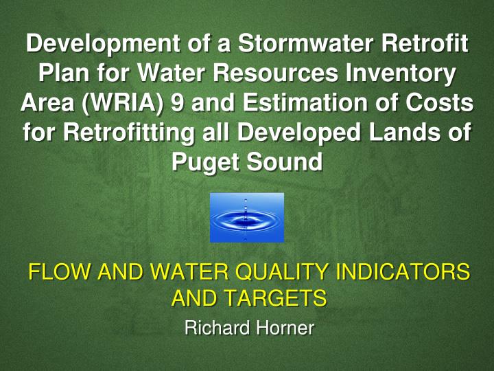 flow and water quality indicators and targets r ichard horner