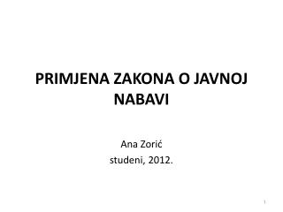 primjena zakona o javnoj nabavi