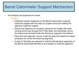 Barrel Calorimeter Support Mechanism