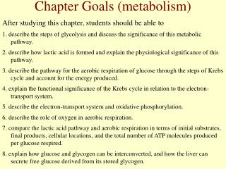 chapter goals metabolism