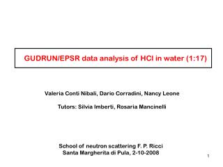 GUDRUN/EPSR data analysis of HCl in water (1:17)